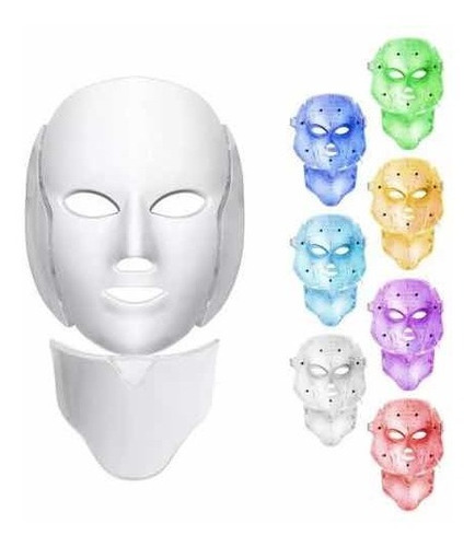 Máscara Led 7 Colores Con Cuello Estetica Fototerapia