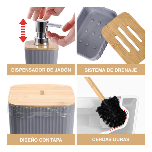 Kit De 6 Accesorios De Baño Cuadrado C56