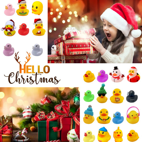 24 Patitos De Goma Navideños Adviento