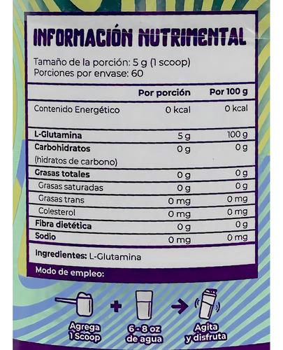 Glutamina 300 Gr Natural Munchieslab