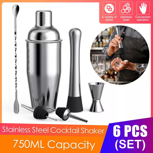 Set Mezclador De Bebidas Cocktail Shaker Mixer De 750 Ml