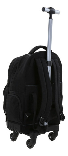Mochila Chenson Con Ruedas Color Negro Modelo Zilp 1870146-3 Diseño De La Tela Liso