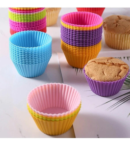 Kit 12 Mini Formas Silicone Cupcake Bolo Muffin Assadeira