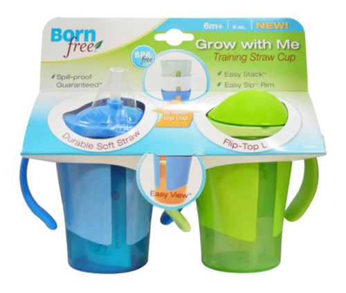 Pack Dos Vasos Con Sorbito Born Free Azul-verde