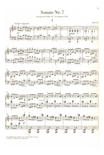 Sergei Prokofiev: Piano Sonata No.7 Op.83 Hn-1620 (urtext).