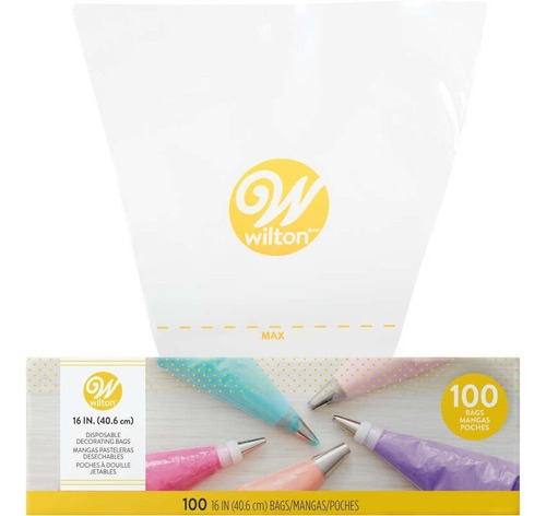 Manga Pastelera Desechable Wilton (40.6cm) 16'' C/100 Piezas