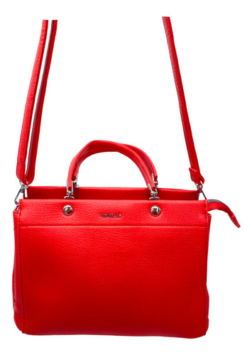 Bolsa Tipo Satchel Con Crossbody Rojo Lisa Níquel Rojo