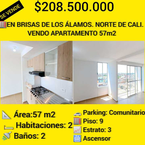 En Brisas De Los Álamos. Norte De Cali. Vendo Apartamento 57m2