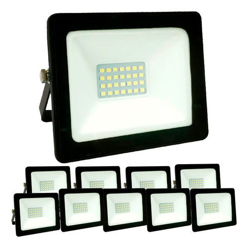 Pack X10 Reflector Led Exterior 20w Proyector Alta Potencia