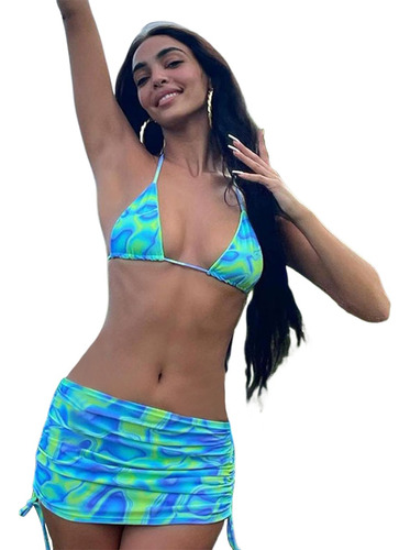 Conjunto Falda Pegada Moda Traje De Baño Playa Bikini Sexy