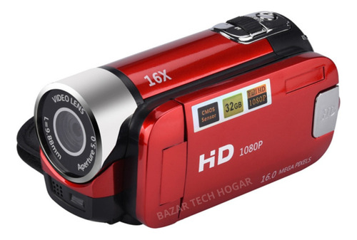 Video Cámara Filmadora Digital Hd 1080p Fotos 16mp Ruffo Color Rojo