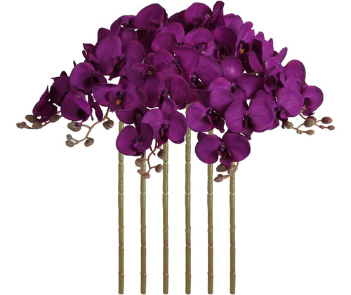 Jieowvhc Flores Moradas De 38 Pulgadas, 6 Orquídeas Artifici