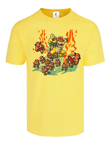 Playera  Bowser Mario Bros Goombas Ataque Colores