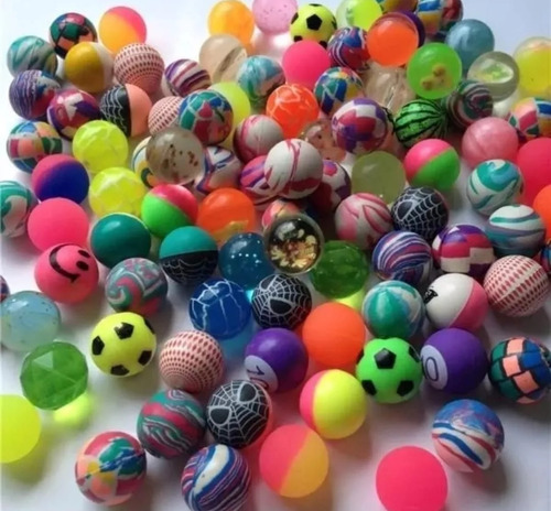 100 Pelotas Saltarinas De 30mm Surtidas Juego Niños Máquinas