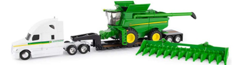 John Deere S780 Combine Con Freightliner Y Lowboy Trailer 1/