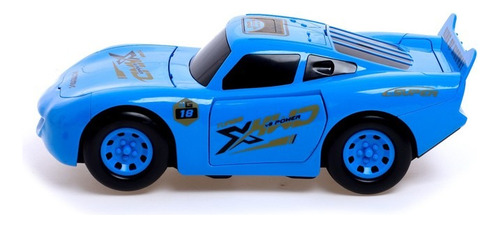 Carrinho Bate Volta Lança Disco Luz Emite Som Sirene Cor Azul