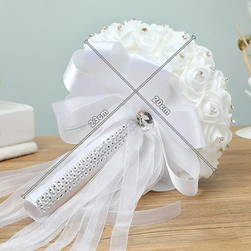 For Ramo De Novia Blanco Artificial De Cristal Rosa