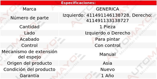 1 Espejo Izq O Der Man P/pintar C/control Stepway 10-14