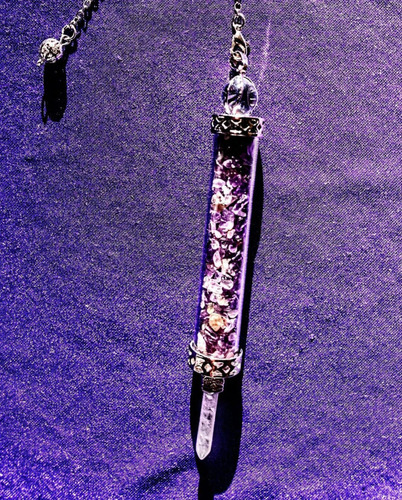 Péndulo Botella Cuarzo Cristal 13cm Radiestesia Talisman Color Amatista