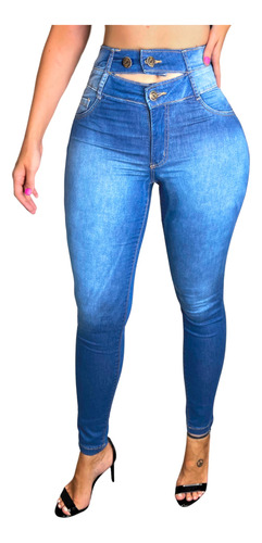 Calça Jeans Levanta Bumbum Bojo Cós Duplo Modeladora Lycra