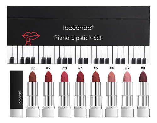 Piano I Makeup Matte Lip Non Cup Velvet Matte De 8 Piezas