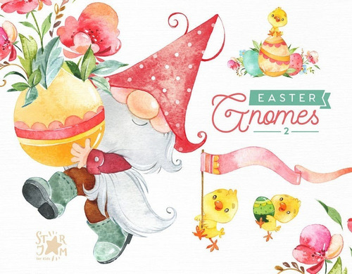 Clipart Easter Gnomes Pascua Acuarela