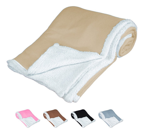 Cobija Super Suave Cobertor Frazada Sherpa Ligera Individual Color Beige Diseño De La Tela Liso
