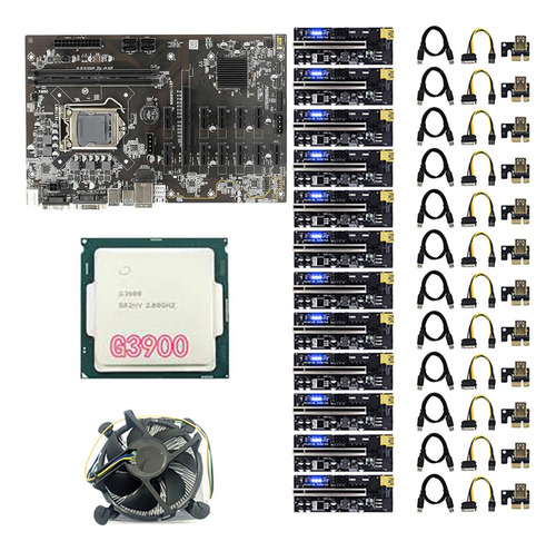 Placa Base Minera B250 Btc Con Tarjeta Vertical Pcie 12x009c