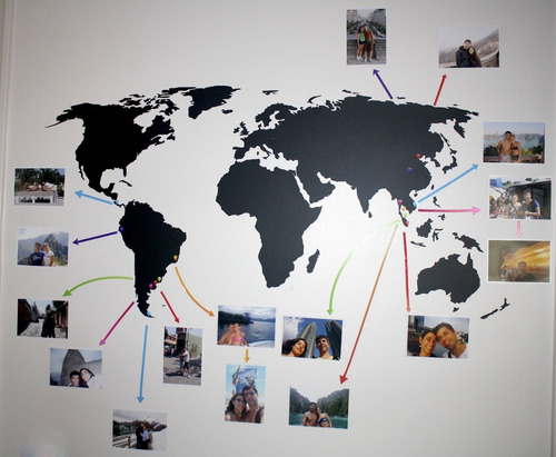 Imagen 3 de 4 de Vinilos Decorativos Planisferio Mapa Fotos Viajes