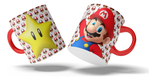 Mugs Mario Bros Pocillo X 12 Unid Fiestas Sorpresa Recordato Color Rojo