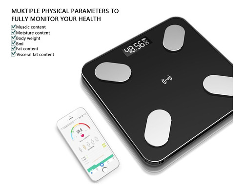 Báscula Para Grasa Corporal Peso Calorias Con App Bluetooth