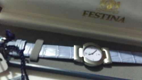 Lindo Relógio De Pulso Festina,pulseira De Couro, Fem,cx Aço