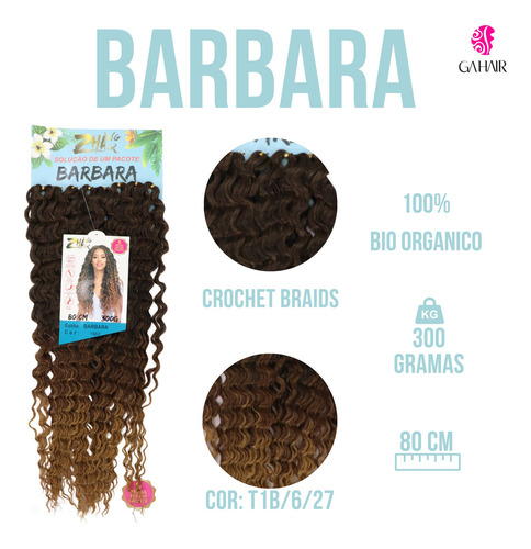 Cabelo Bio Organico Cacheado - Barbara 80 Cm -crochet Braids Cor Preto com chocolate e pontas mel t1b 6 27