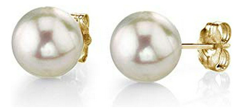 Pendientes De Perlas Akoya Cultivadas Blancas De 18k, Compat