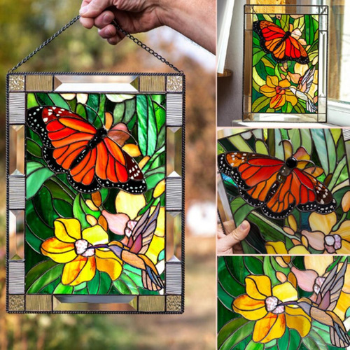 Vidrio De Color Acrílico Ventana Rectangular Panel Mariposa