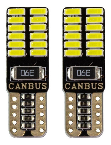 Lampara Led Auto T10 12v 4014 24 Smd Canbus Blister X 2