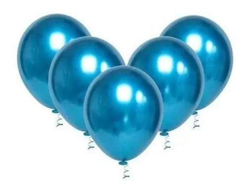 Balão - Bexiga Azul Metalizado - 25 Unidades