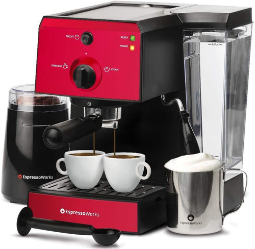 Cafetera Espresso Con Espumador Rojo Espressoworks 15 Bar