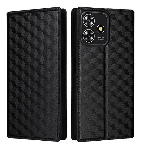 M Funda Para Zte Axon 50 Lite Pu Cuero Cierre Magnético 3d
