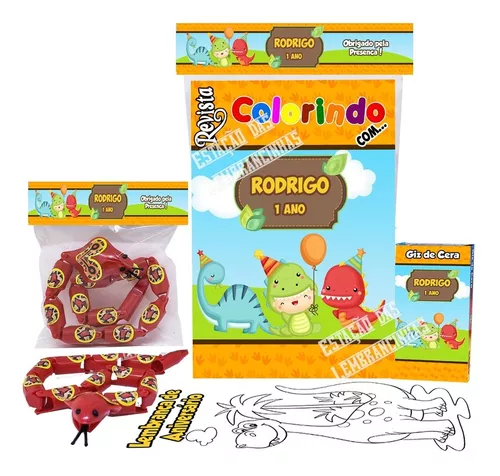 Kit 60 Desenhos Dinossauro Colorir Pintar 15X21 Com Giz de Cera