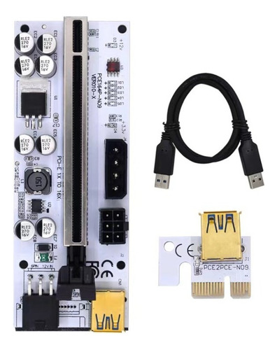 Riser V010x Pci-e Mineração Atualizado | Premium+ Cor Branco c/ cabo preto