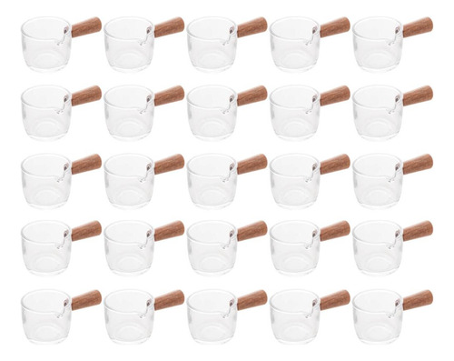 Conjunto 25 Molheiras De Vidro Com Cabo De Bambu 50ml Cremei