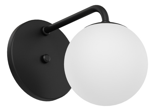 Arandela Jabuticaba Curvada Luminária De Parede Globo Leitoso 12cm Cor Preto G9 Mf193 Mega Forte Iluminação