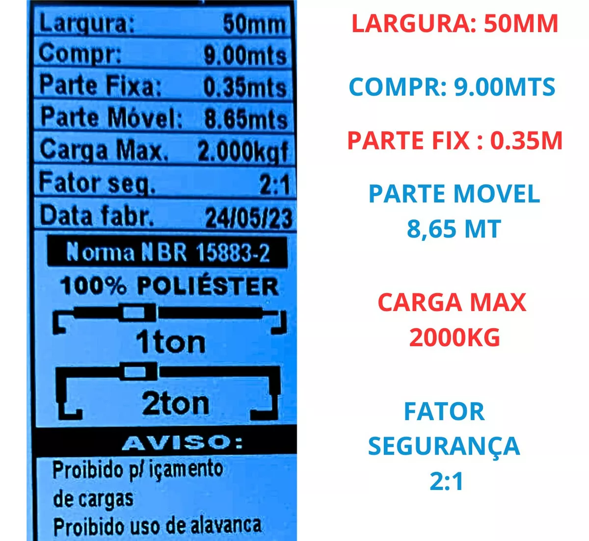 Segunda imagem para pesquisa de cinta catraca 5 toneladas 9 metros