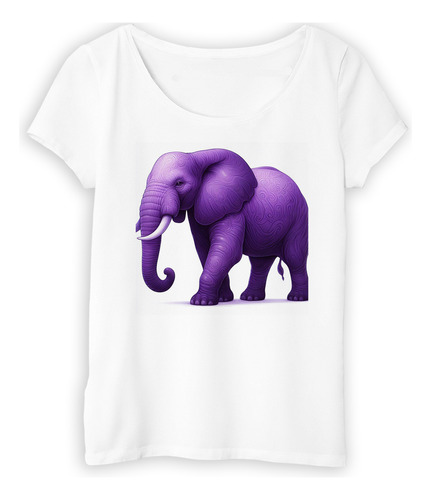 Remera Mujer Elefante Dibujo Violeta Hermoso Arte