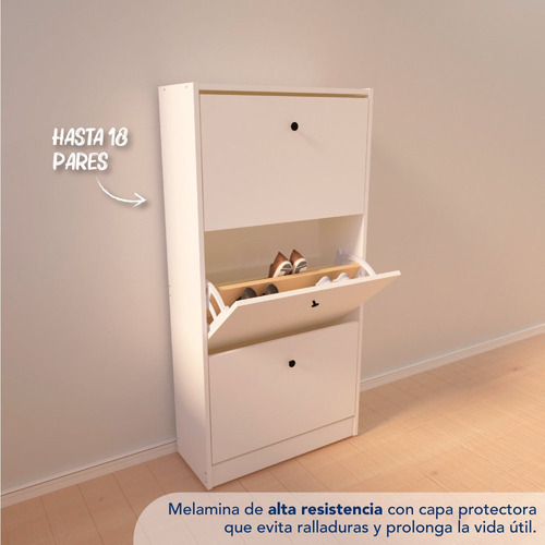 Botinero 18 Pares Organizador De Zapatos Con Herrajes Color Blanco