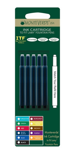 Recambio para bolígrafos Lamy Monteverde trazo suave, punta media, 2 unidades color turquesa 