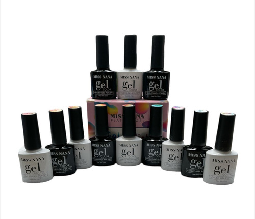 Set Esmaltes Caja 12 Tonos Platinum Gel 3 Pasos Miss Nana