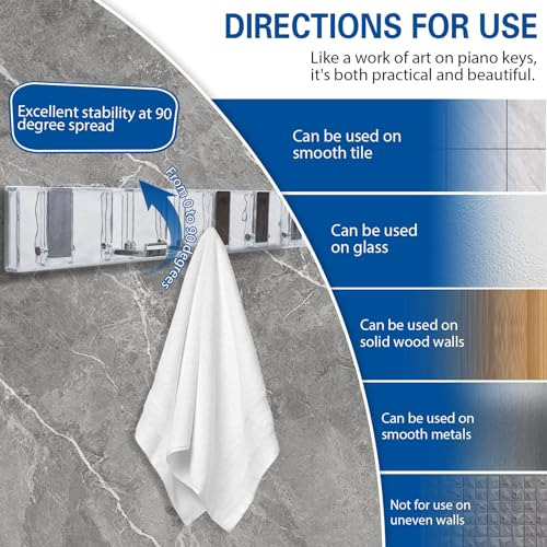 Perchero De Pared Plegable Con 6 Ganchos Adhesivos