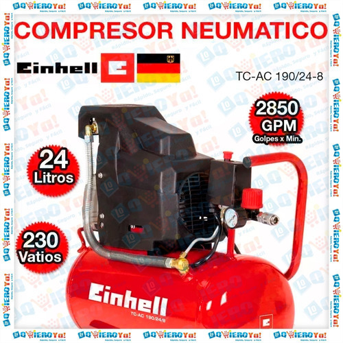 Compressor de ar Einhell de 24 litros 1500w TC-ac 190/24/8